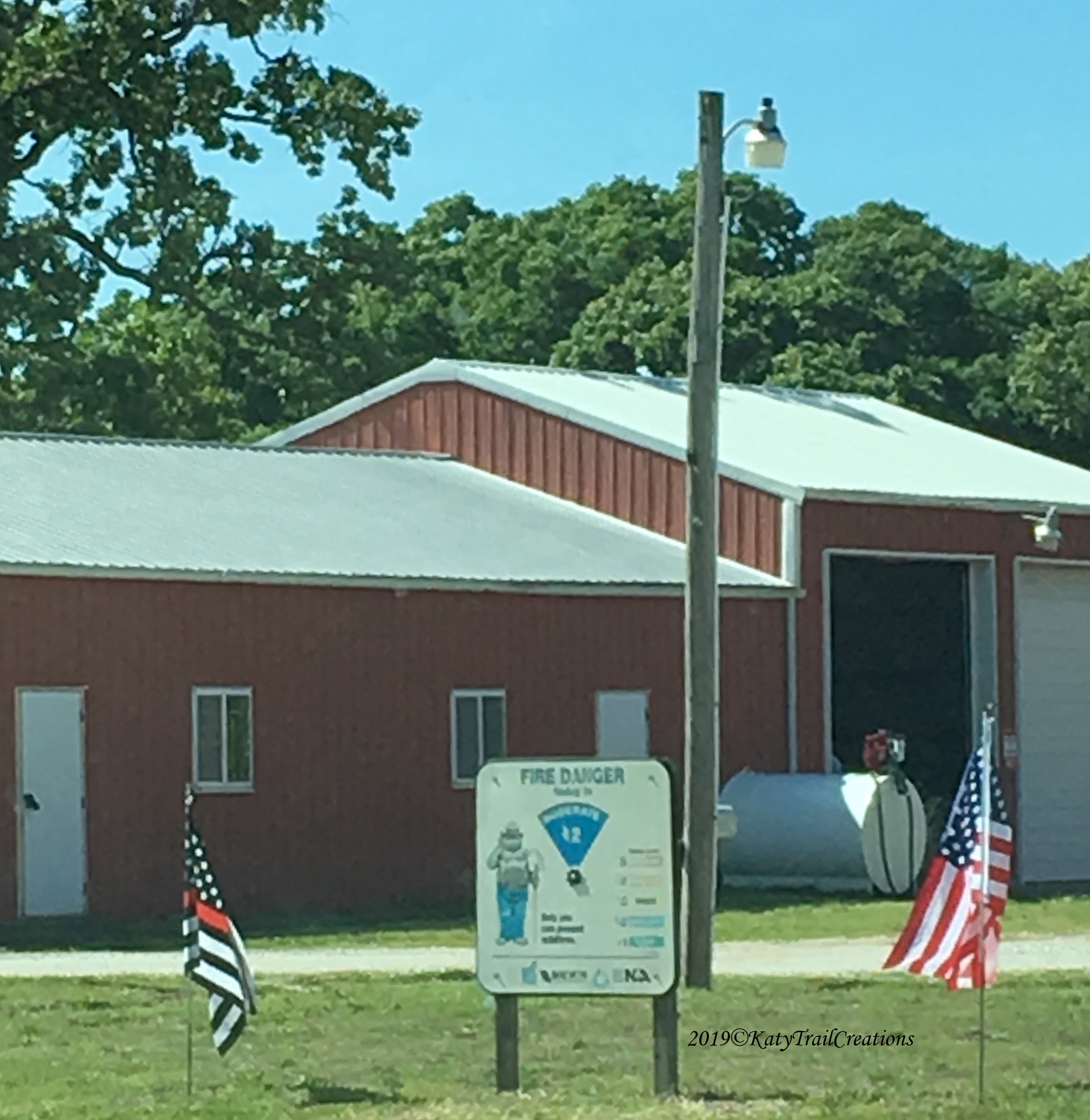 Fire danger is rated "moderate" at the time I snapped this picture across the street from the bank.
