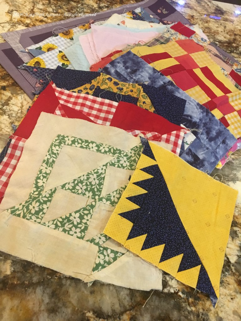 Vintage blocks from auctions, gimme's from mother & aunts, as well as my own creations.