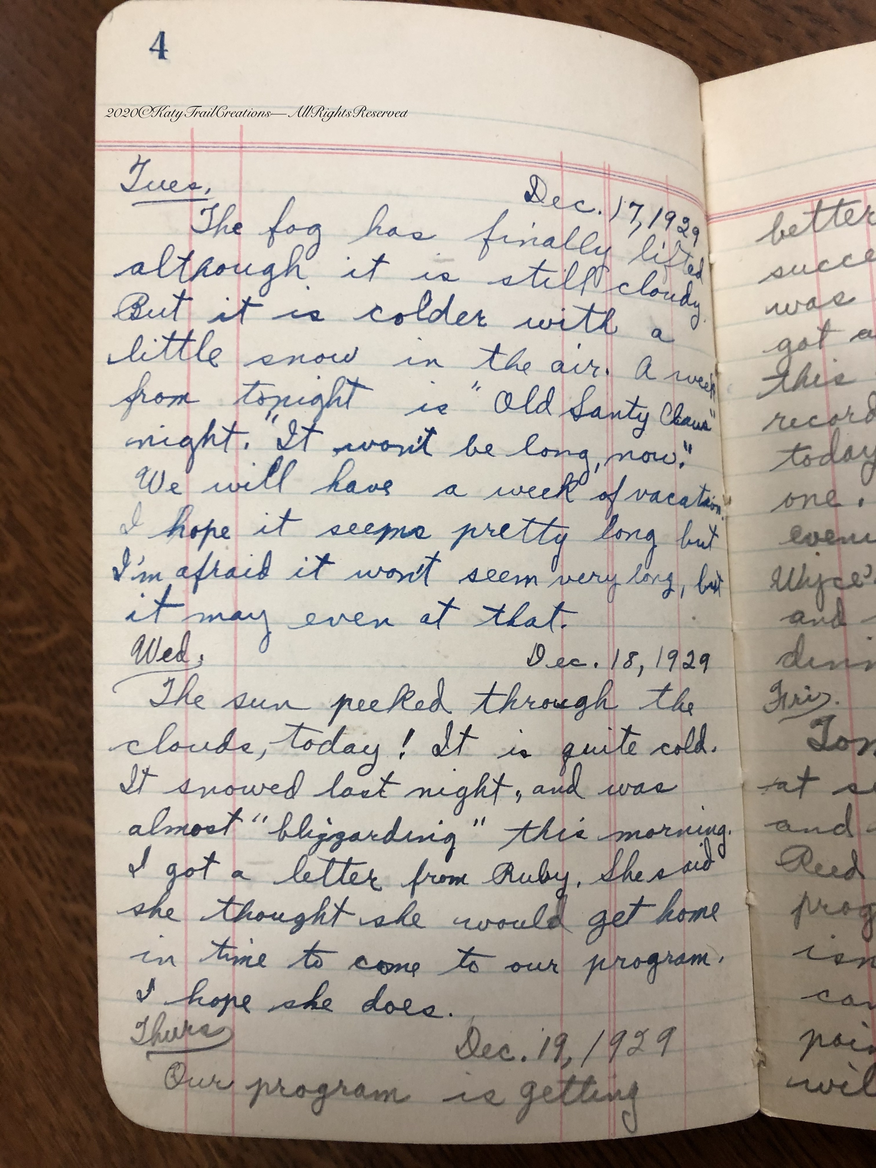 Page 4 of the Day Journal